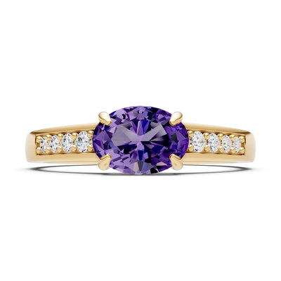 East West Oval Gemstone Ring with Accents