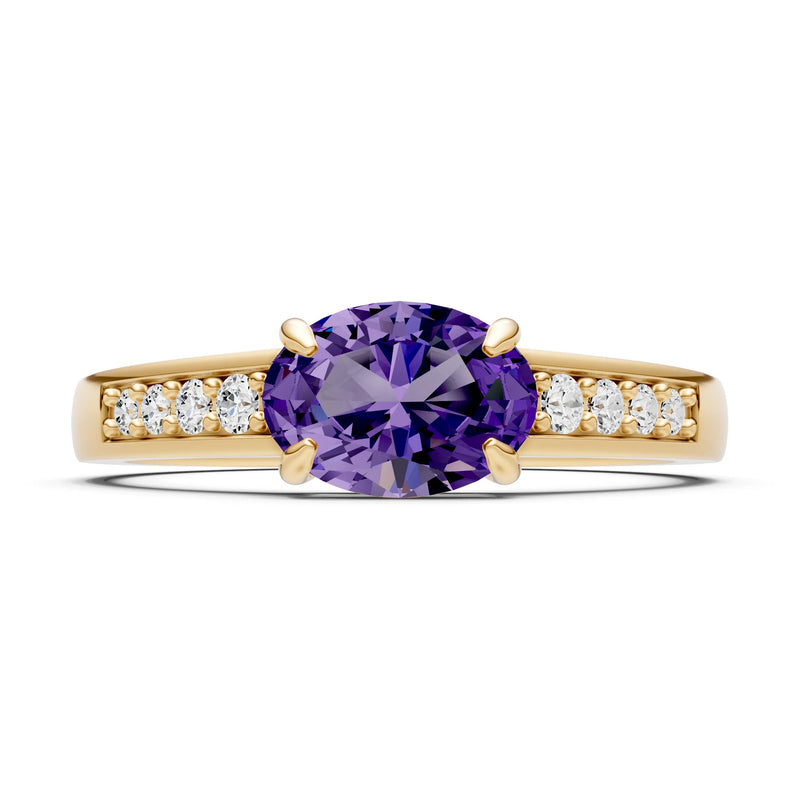 East West  Oval Gemstone Ring with Accents