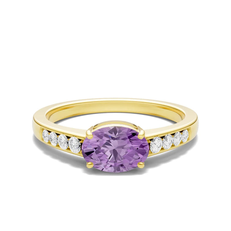 East West Oval Gemstone Ring with Accents