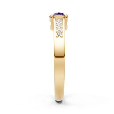 East West  Oval Gemstone Ring with Accents