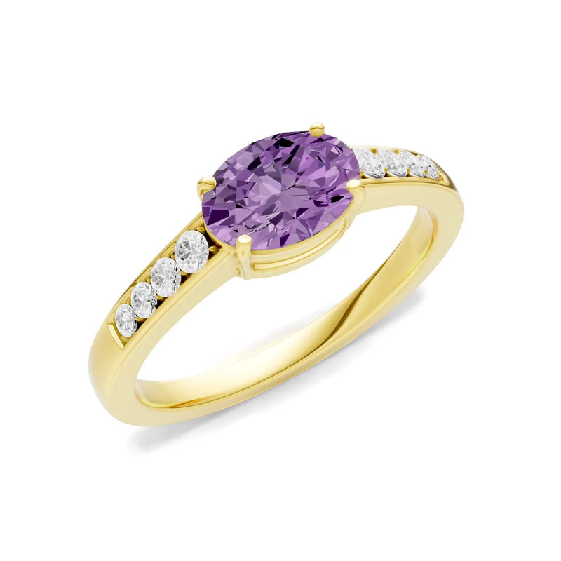 East West Oval Gemstone Ring with Accents