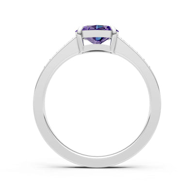 East West  Oval Gemstone Ring with Accents
