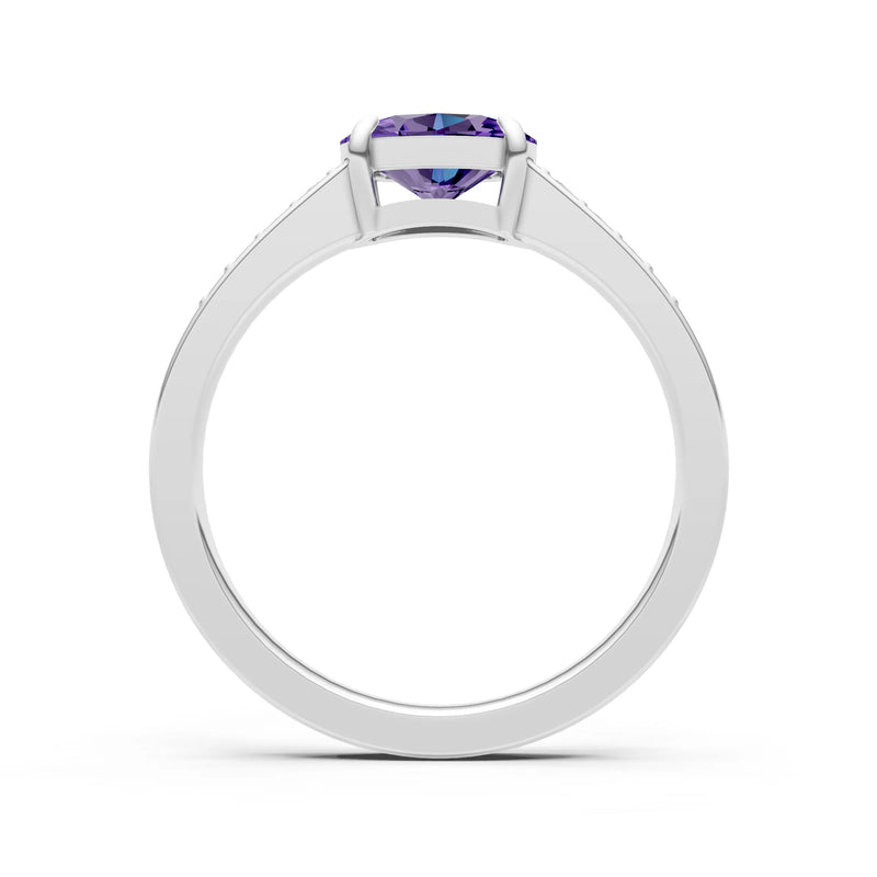 East West  Oval Gemstone Ring with Accents