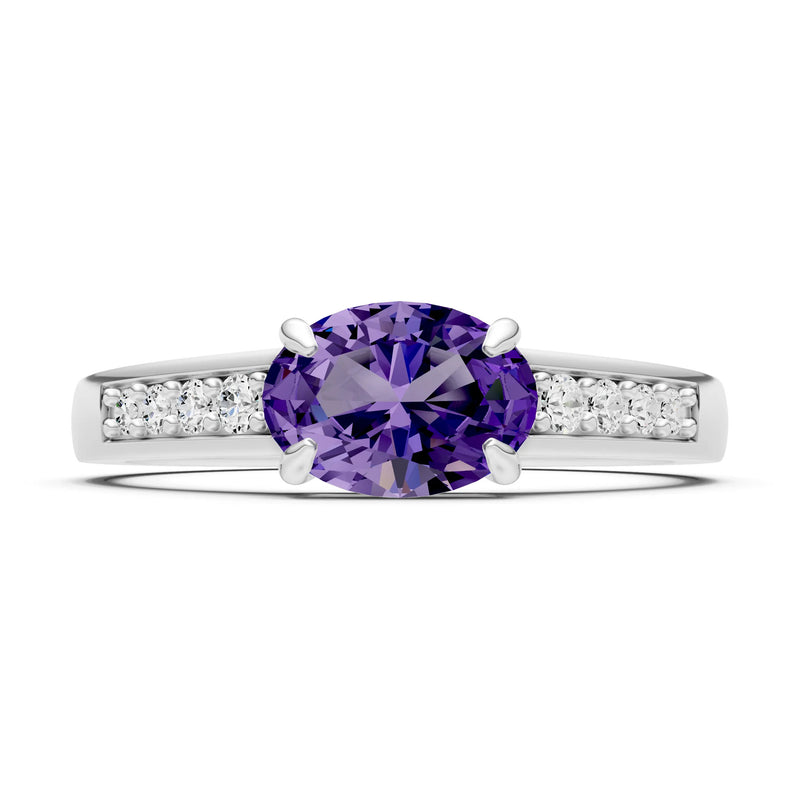 East West  Oval Gemstone Ring with Accents