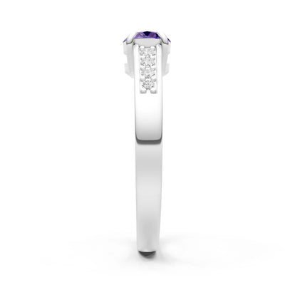 East West  Oval Gemstone Ring with Accents
