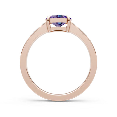 East West  Oval Gemstone Ring with Accents