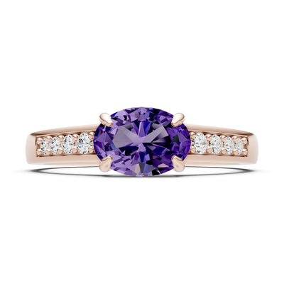 East West  Oval Gemstone Ring with Accents