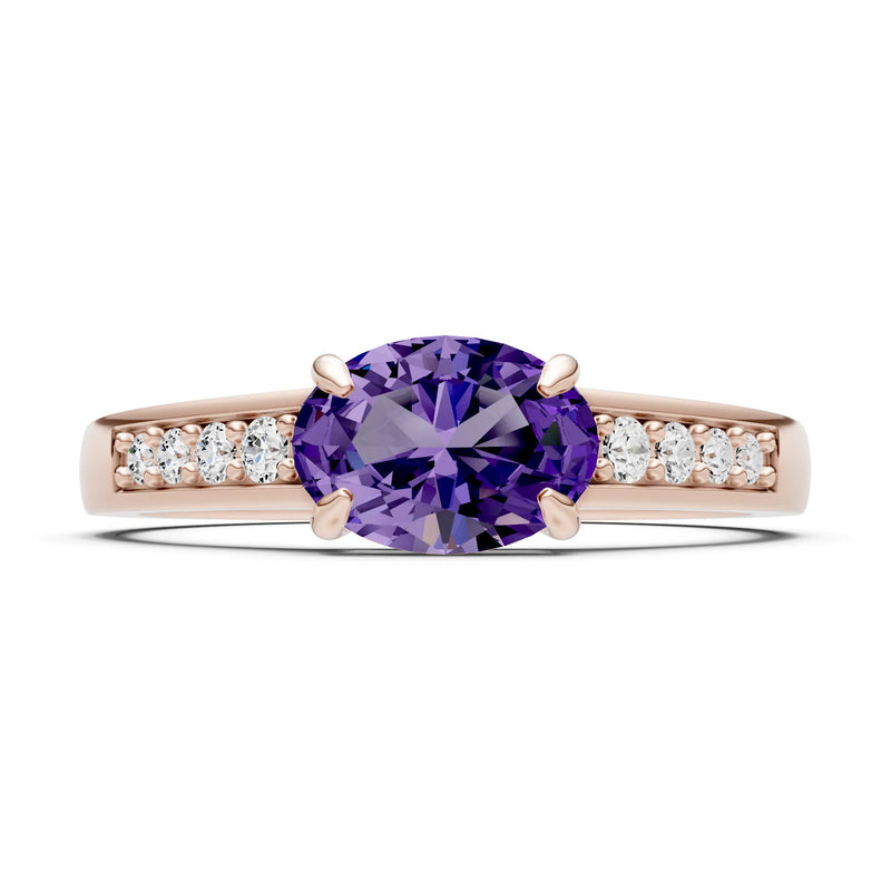 East West Oval Gemstone Ring with Accents