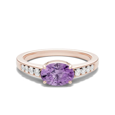 East West Oval Gemstone Ring with Accents
