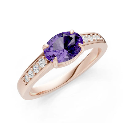 East West  Oval Gemstone Ring with Accents
