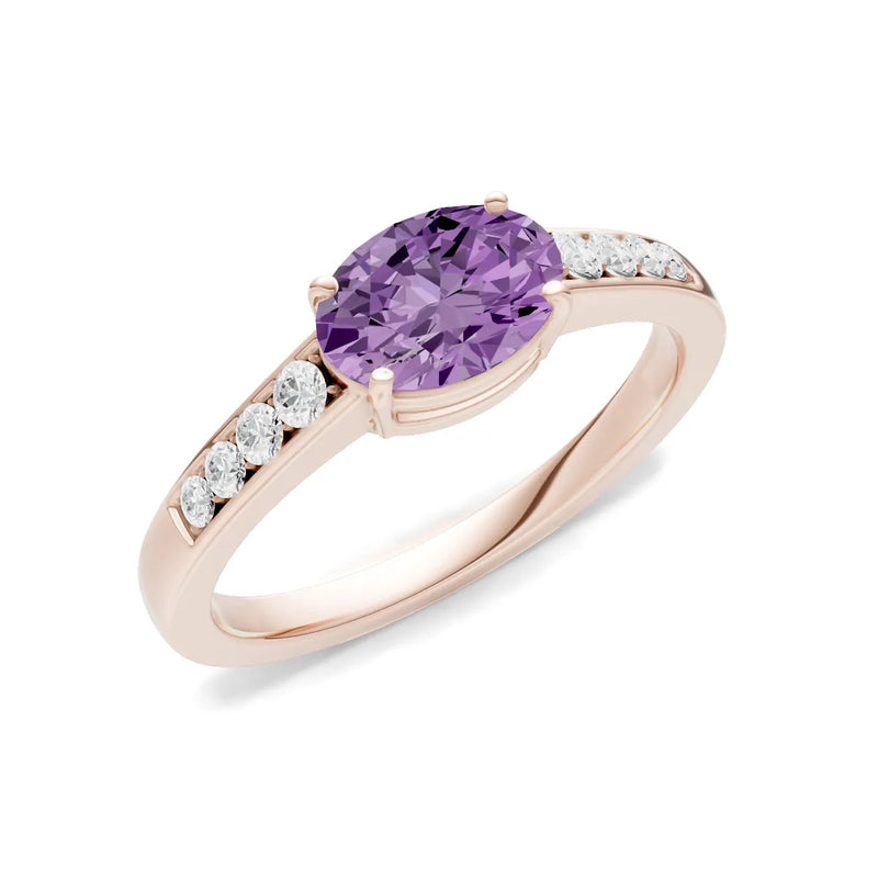 East West Oval Gemstone Ring with Accents