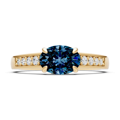 East West Oval Gemstone Ring with Accents