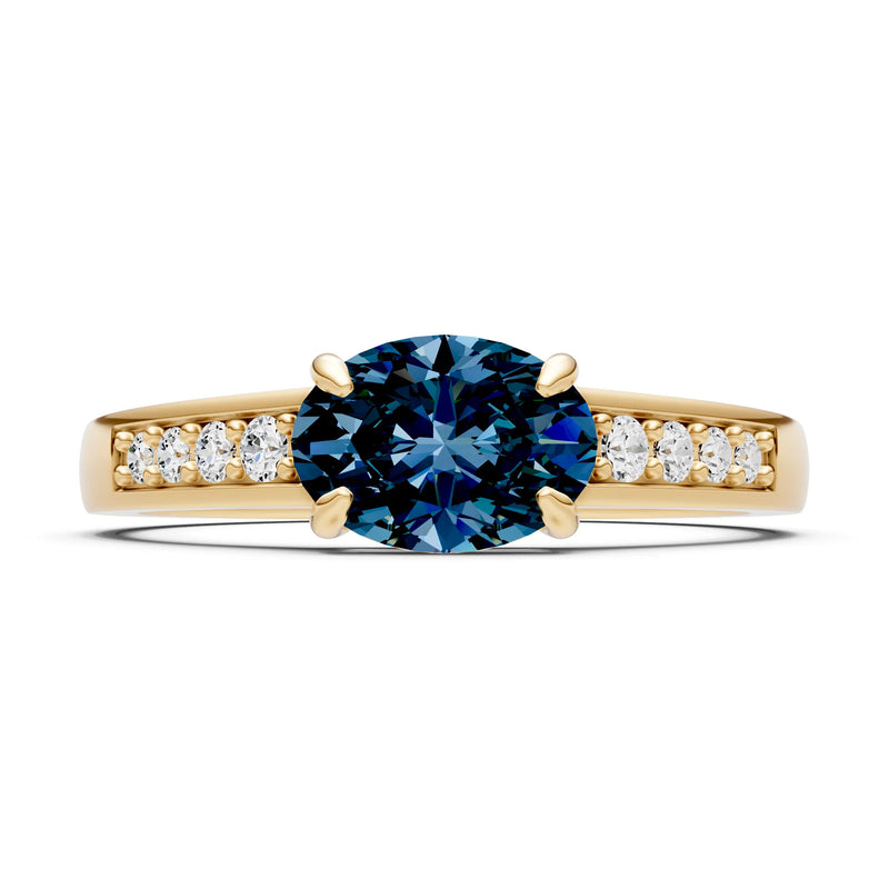 East West  Oval Gemstone Ring with Accents