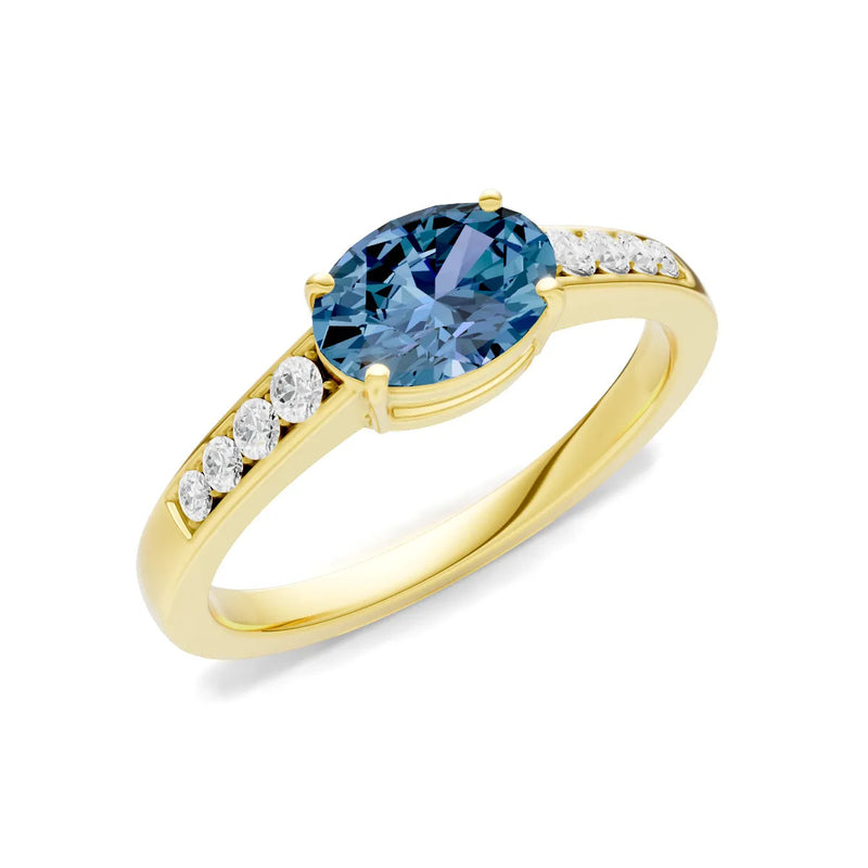 East West Oval Gemstone Ring with Accents