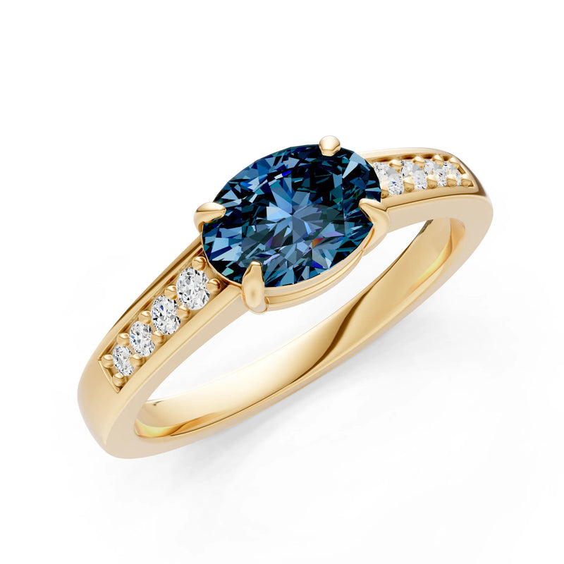 East West  Oval Gemstone Ring with Accents