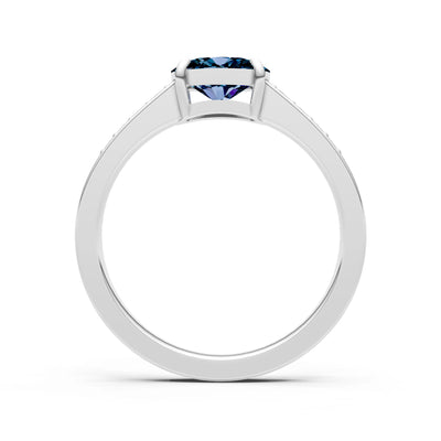 East West  Oval Gemstone Ring with Accents