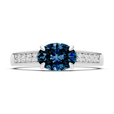 East West  Oval Gemstone Ring with Accents
