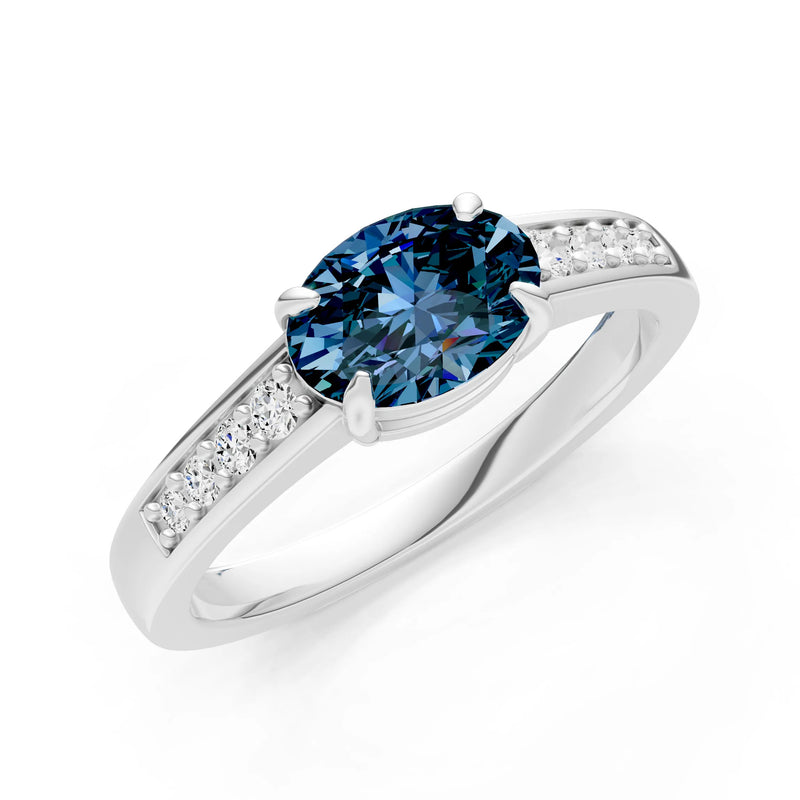 East West  Oval Gemstone Ring with Accents