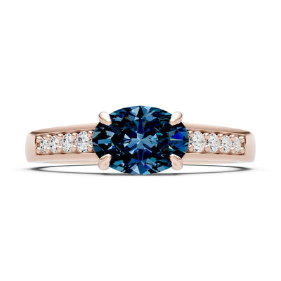 East West Oval Gemstone Ring with Accents