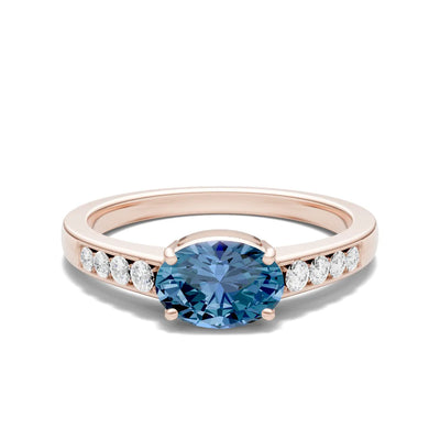 East West Oval Gemstone Ring with Accents