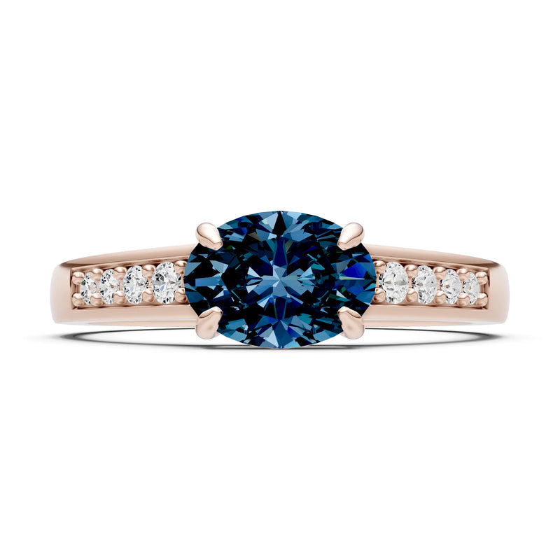 East West  Oval Gemstone Ring with Accents