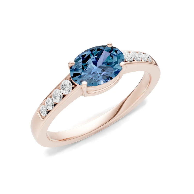 East West Oval Gemstone Ring with Accents