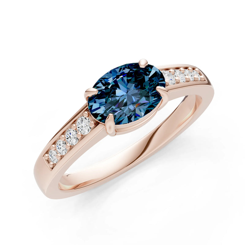 East West  Oval Gemstone Ring with Accents