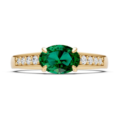 East West  Oval Gemstone Ring with Accents
