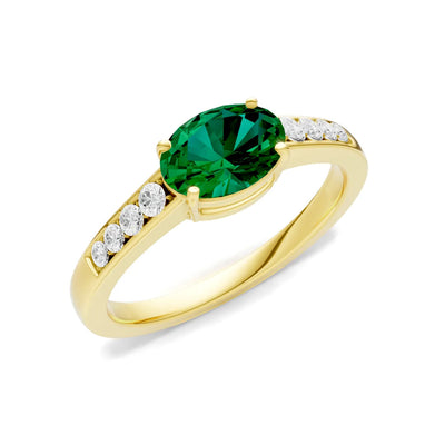 East West Oval Gemstone Ring with Accents