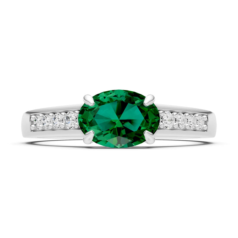 East West  Oval Gemstone Ring with Accents