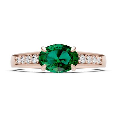 East West  Oval Gemstone Ring with Accents