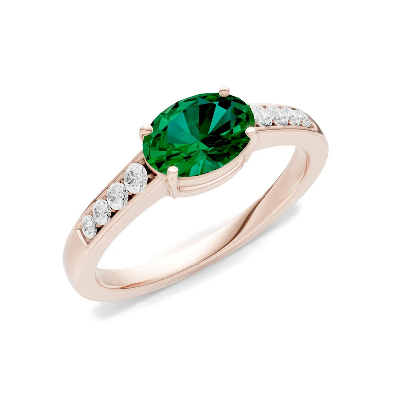 East West Oval Gemstone Ring with Accents
