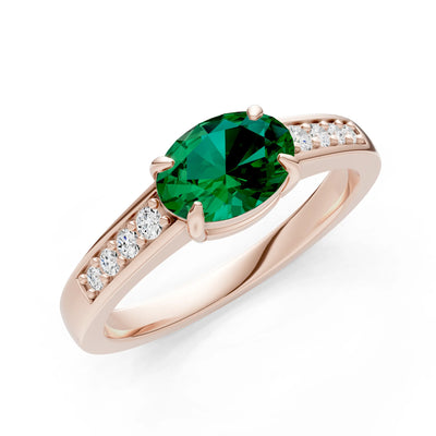East West  Oval Gemstone Ring with Accents