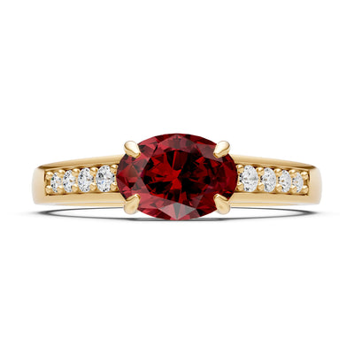 East West  Oval Gemstone Ring with Accents
