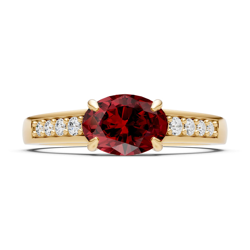 East West  Oval Gemstone Ring with Accents