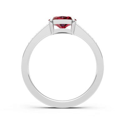 East West  Oval Gemstone Ring with Accents