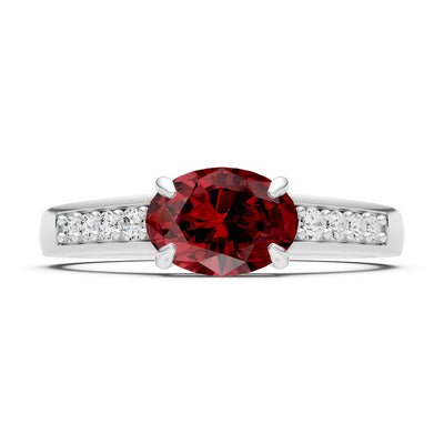 East West  Oval Gemstone Ring with Accents