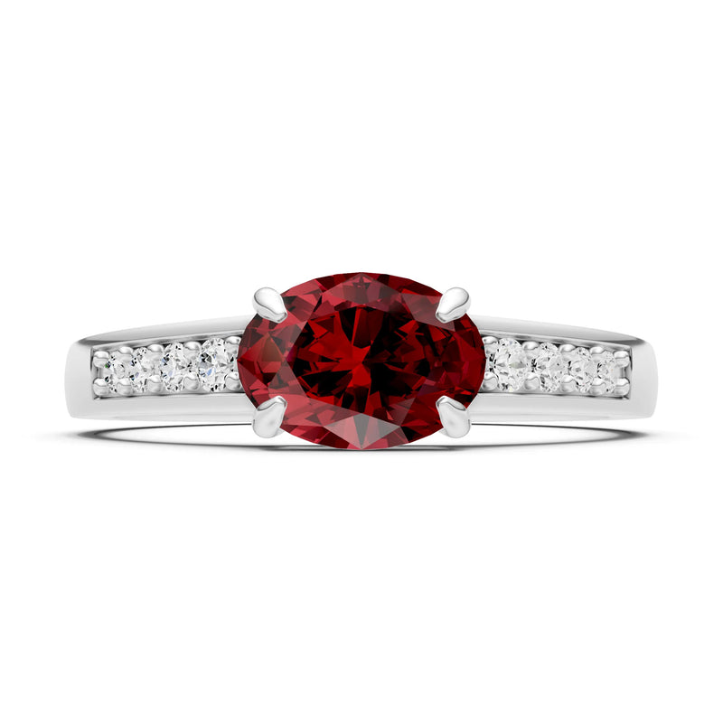 East West  Oval Gemstone Ring with Accents