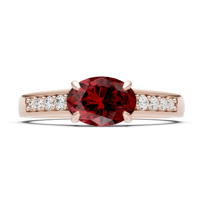 East West  Oval Gemstone Ring with Accents