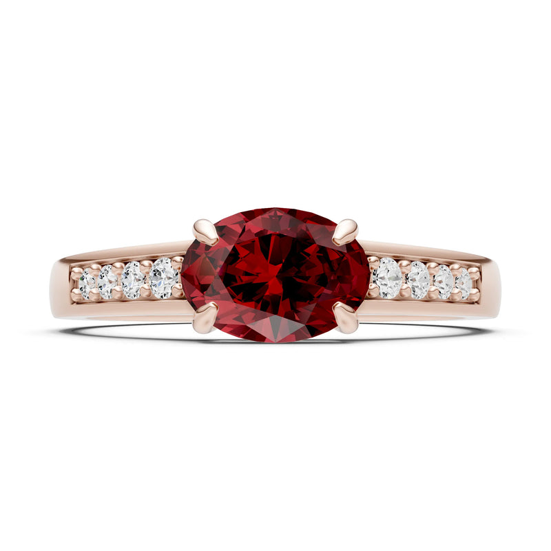 East West  Oval Gemstone Ring with Accents