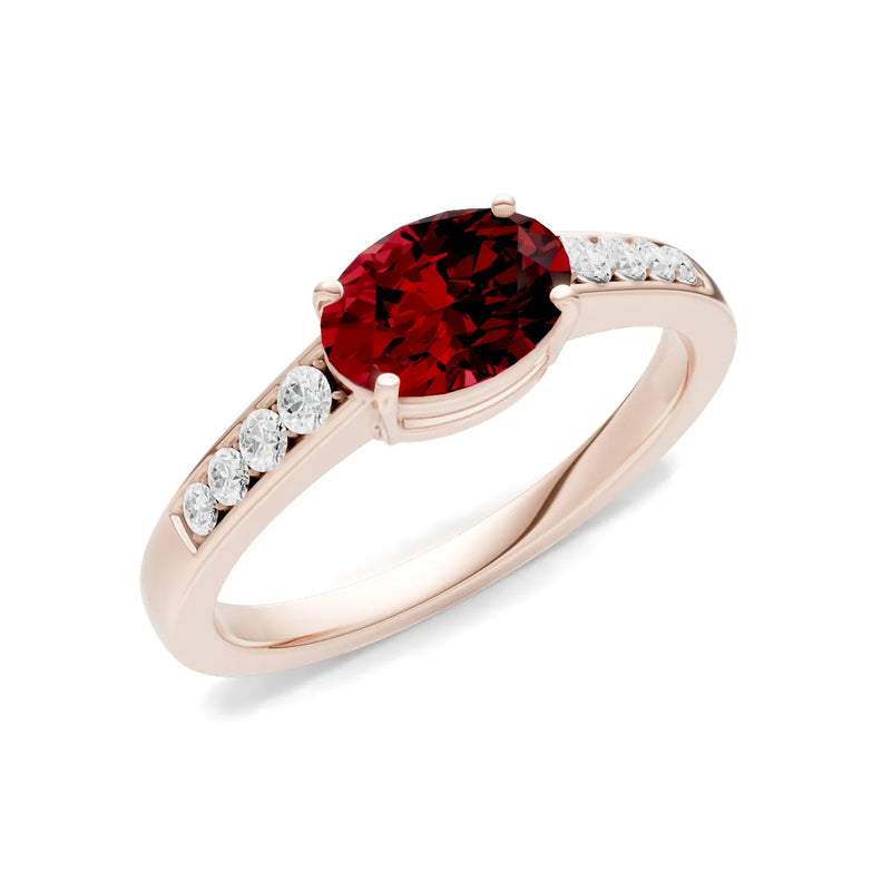 East West Oval Gemstone Ring with Accents
