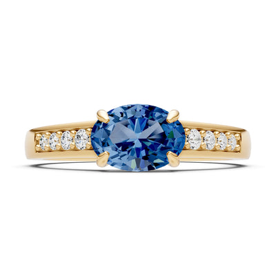East West  Oval Gemstone Ring with Accents