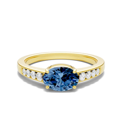 East West Oval Gemstone Ring with Accents