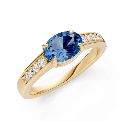 East West  Oval Gemstone Ring with Accents