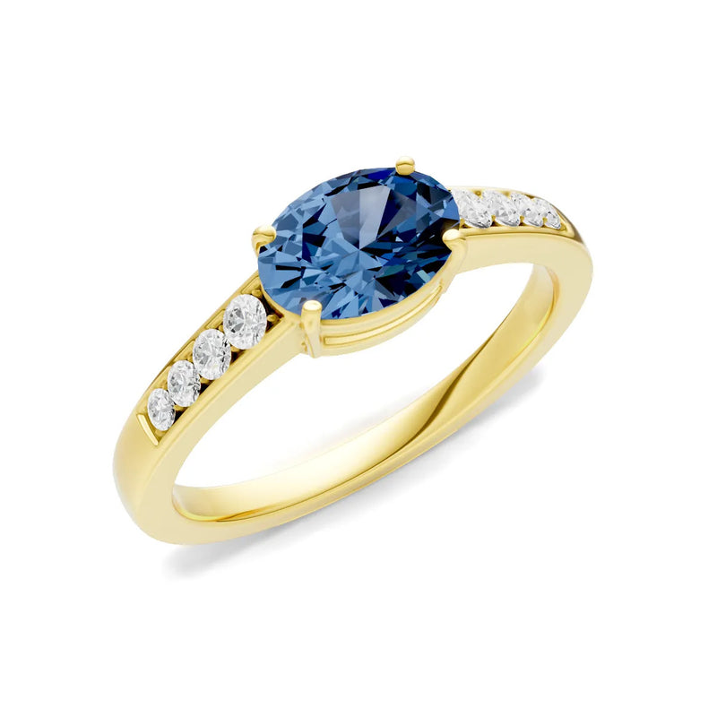 East West Oval Gemstone Ring with Accents