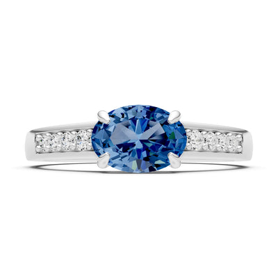 East West  Oval Gemstone Ring with Accents