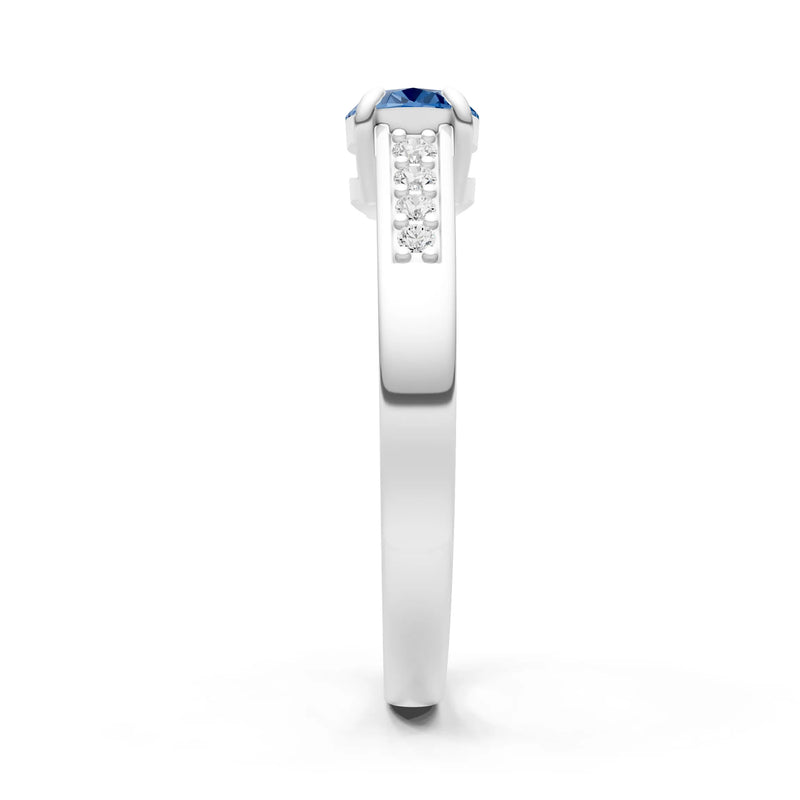 East West  Oval Gemstone Ring with Accents