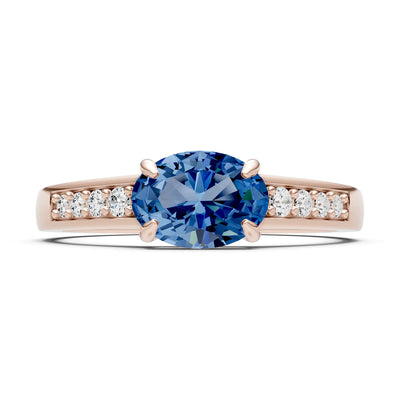 East West  Oval Gemstone Ring with Accents