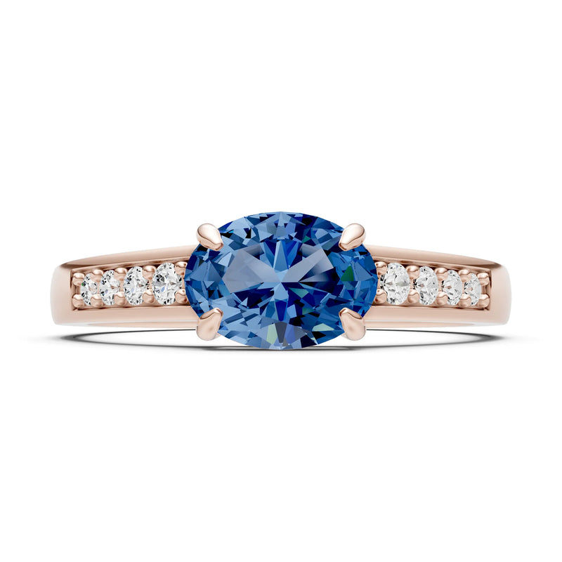 East West  Oval Gemstone Ring with Accents