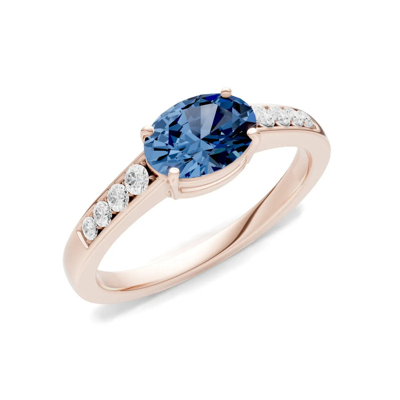 East West Oval Gemstone Ring with Accents